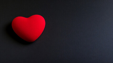 Fototapeta premium Symbol of love: A red heart stands out against a dark backdrop, representing affection, passion, and romance. A simple image conveying deep emotion.