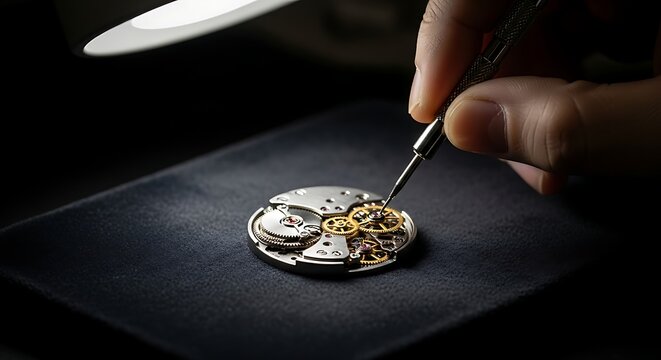 Watchmaker Repairing a Movement