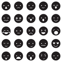 Thin line icon set of emoticon emoji smiley face facial expressions. Pixel perfect icons, editable stroke.