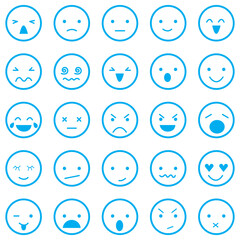 Collection of emoji icons vector illustration expressing different feelings and emotions face expression set