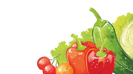 Vegetable Illustration with Watercolor Background..