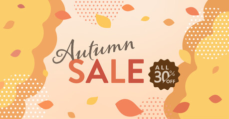 ポップな秋の背景イラスト ( フレーム　　見出し　タイトル　背景　秋色　セール　チラシ　紅葉 )