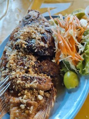 Snapper fish barbecue in thai style.