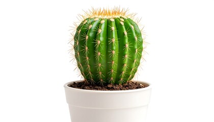 Green cactus in white pot
