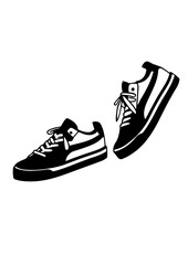 Pair of Sneakers Silhouette Illustration
