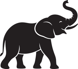 Elegant Elephant Silhouette Vector Illustration with Curved Trunk on Transparent Background Art