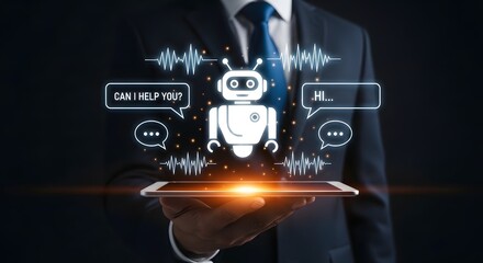 AI Chatbot Digital Assistant on Tablet Technology