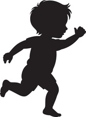 Energetic Child Silhouette A Dynamic Vector Illustration of a Running Boy on Transparent Canvas