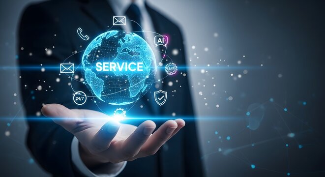 Global Service Technology Digital Illustration - Powered by Adobe