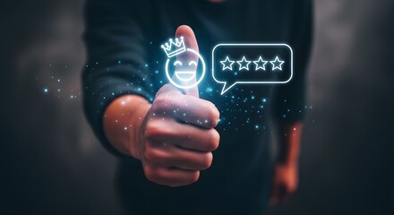 Customer Feedback Thumbs Up Rating Stars Photo