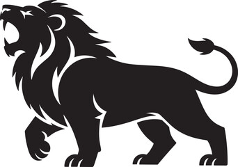 Roaring Lion Silhouette Vector Illustration for Wildlife and Animal Themed Designs