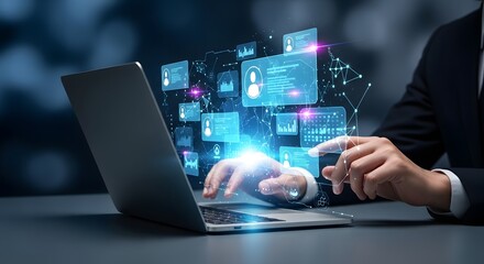 Data Analysis Laptop Digital Illustration Business Concept