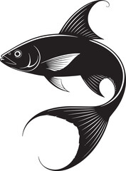 Silhouette of a Fish Swimming in the Ocean Vector Illustration Aquatic Marine Life