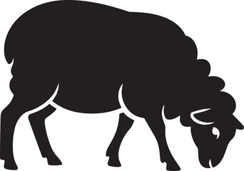 Silhouette of a Sheep Grazing on a Transparent Background Vector Illustration Graphic Design
