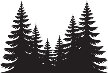 Obraz premium Silhouette of Pine Trees Vector Illustration Evergreen Forest Coniferous Wood Isolated on Transparent Background