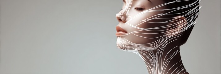 Concept of Rejuvenation Depicted With Abstract Lines Lifting Skin Layers for a Clear Facial Appearance