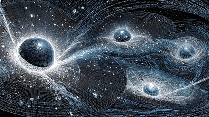 Space galaxy universe black hole cosmic nebula stars planets astronomy science artwork illustration