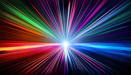 colorful light rays shining through dark background