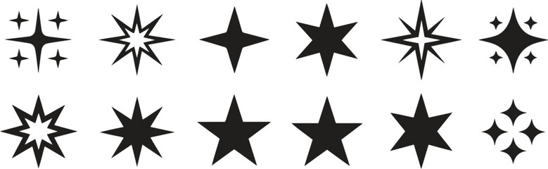 Fototapeta premium Minimalist Star Shape Vector Icon Set Collections Isolate on White Background 