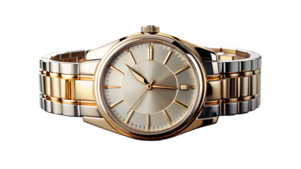 Elegant gold and silver tone wristwatch with clean dial and metal band