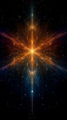 Abstract Cosmic Burst Golden Light and Starry Night Fractal Background