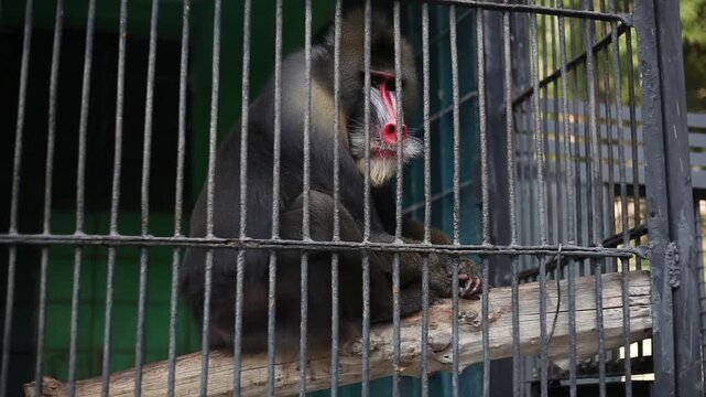 monkey in a zoo cage