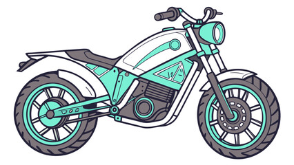 Futuristic Electric Motorcycle Vector Design with Clean Geometry and Neon Turquoise Highlights &ndash; Concept Ride for Smart Urban Mobility