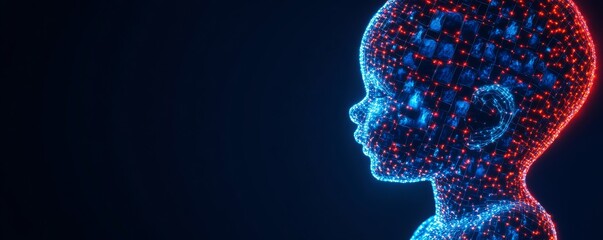 Digital Neon Child AI Future, Intelligence , NeonArt