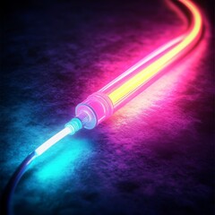 Fiber Optic Cable, Neon Glow, Data ,Network ,Connection