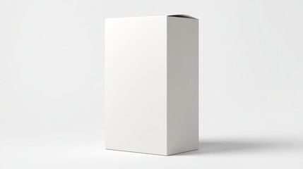 Ultra quality image of classic cereal box with a blank white surface, standing upright on a seamless white background.