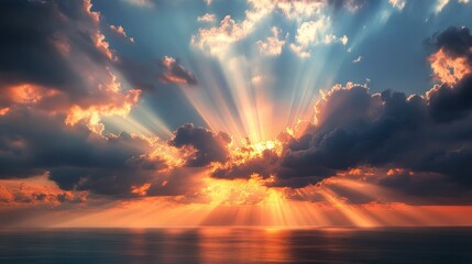 Obraz premium Dramatic sunset over the sea