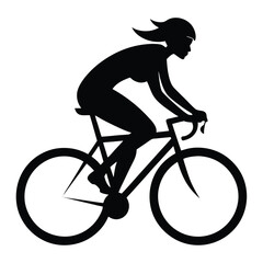 Obraz premium A silhouetted woman athletically rides a road bicycle, her form visible on transparent backdrop