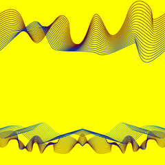 Seamless border with multi-colored curved lines and space for inscription on a yellow background. Backdrop for cards, invitations and much more.
