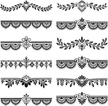 Black floral and lace decorative borders and dividers