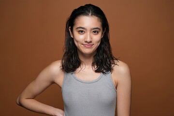 Portrait of a Young Woman with Wet Hair, Studio Shot