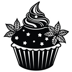 christmas cupcake vector icon