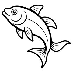 Vector art of a simple line drawing of a fish isolated on white background
