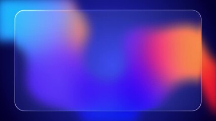 Transparent rounded rectangle glass frame background, realistic liquid glassmorphism user interface, abstract empty frosted plate on blue fluid gradient backdrop, blurred animated UI design loop - Powered by Adobe
