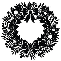 christmas wreath vector icon