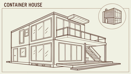Smart House with Shipping Container, Modern Shipping Container Home, Container house, Container custom home design Plan with Top View for Architectural and Real Estate Design, Small Home