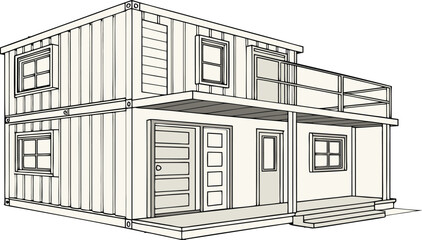 Smart House with Shipping Container, Modern Shipping Container Home, Container house, Container custom home design Plan with Top View for Architectural and Real Estate Design, Small Home