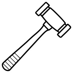 Vector art of black and white outline illustration of a gavel isolated on white background