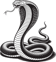 Cobra Snake Silhouette with Detailed Scales Venomous Reptile Graphic Design Illustration