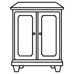 Vector art of outline drawing of a decorative cabinet or cupboard isolated on white background