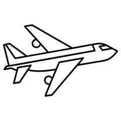 Vector art of side view outline drawing of an airplane isolated on white background