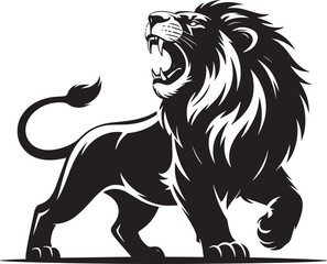 Roaring Lion Silhouette on Transparent Backdrop, Representing Strength, Courage, and Leadership