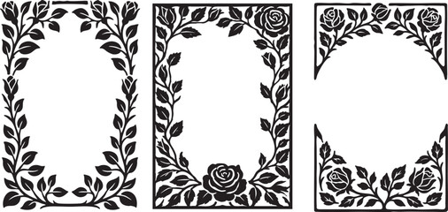 Botanical Vector Rose Kit, Floral Frames and Elements