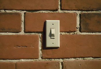 White Light Switch on a Rustic Brick Wall