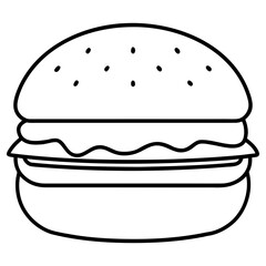 Vector art of simple line drawing of a hamburger isolated on white background
