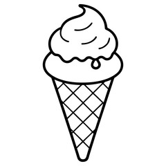 Vector art of simple line drawing of an ice cream cone isolated on white background